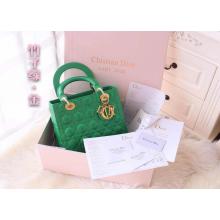 Replica Best Quality Lady Dior Medium Bag in Lambskin Leather Green With Gold Hardware