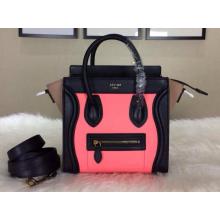 Replica Celine Luggage Nano Bag in Original Leather Pink&Black&Camel