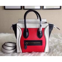 Replica Celine Luggage Nano Bag in Original Leather Red&White&Black