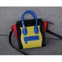Replica Celine Luggage Nano Bag in Original Leather Yellow&Blue&Black&Red