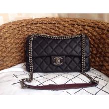 Replica Chanel Deerskin Leather Classic Flap Shoulder Bag Black Dallas 2014