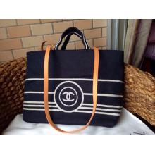 Replica Chanel Denim Tote with Leather Strap Bag A92240 2014