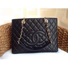 Replica Chanel GST Caviar Leather Grand Shopping Tote Bag Black With Gold Hardware