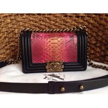 Replica Chanel Le Boy Flap Shoulder Small Bag In Original Python Leather Red