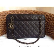 Replica Chanel Quilted Cow Leather Flap Shoulder Bag Black
