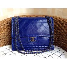Replica Chanel Quilted Leather Stitch Classic Flap Shoulder Bag Blue at UK