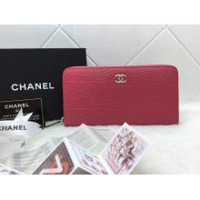 Replica Chanel Zipped Wallet in Shrink Leather Fushia