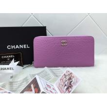 Replica Chanel Zipped Wallet in Shrink Leather Lilas
