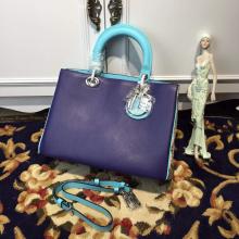 Replica Dior Calfskin and Python Diorissimo Small Bag Dark Blue/Cyan