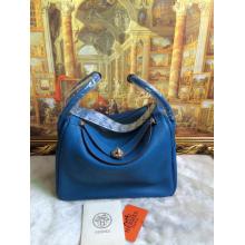 Replica Hermes Lindy 30cm Leather Tote Bag BLue With Gold Hardware