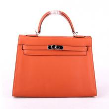 Replica Hermes Original leather YT8187 Handbag Orange