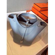 Replica Hermes Picotin Lock MM Leather Bag Baby Blue