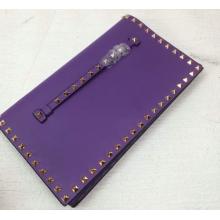 Replica High Quality Valentino Rockstud Platinum Finish Studs Clutch Bag Purple Online Sale