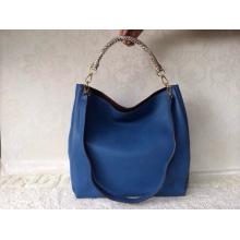 Replica Louis Vuitton Calfskin Leather Portobello Bag Blue with Python Handles
