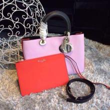 Replica Luxury Dior Calfskin Diorissimo Small Bag Lavender/Black/Red UK