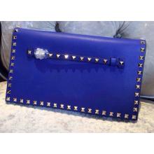 Replica Valentino Rockstud Platinum Finish Studs Clutch Bag Blue