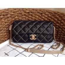 Top Chanel Calfskin Leather Large Stitch Classic Double Flap Shoulder Bag Black Dallas Fall 2014