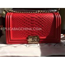 Top Chanel Handbag Red Snakeskin