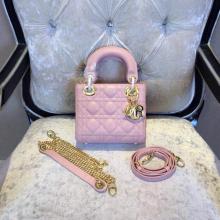 Top Copy Lady Dior Mini Bag Pink in Lambskin Leather With Gold Hardware