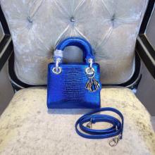Top Lady Dior Mini Bag Blue Leather
