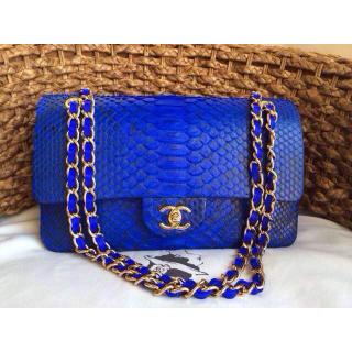 Knockoff Chanel Python Leather Classic 2.55 Flap Bag Blue