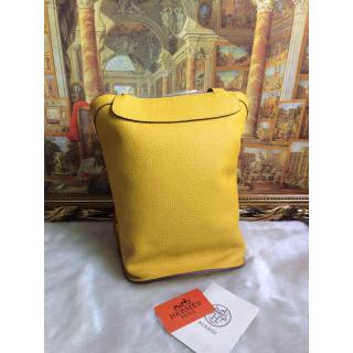 Knockoff Hermes Leather Backpack Bag Yellow
