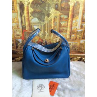 Replica Hermes Lindy 30cm Leather Tote Bag BLue With Gold Hardware