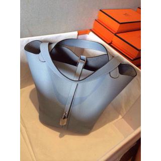 Replica Hermes Picotin Lock MM Leather Bag Baby Blue